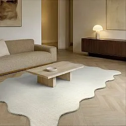 Vlnitý vlnený koberec - Diu Hand Tufted Wool Premium (bílý)