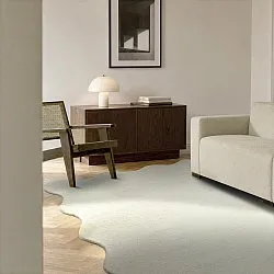 Vlnitý vlnený koberec - Diu Hand Tufted Wool Premium (bílý)