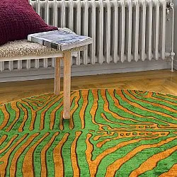 Kulatý koberec - Zebra (zelená/oranžová)