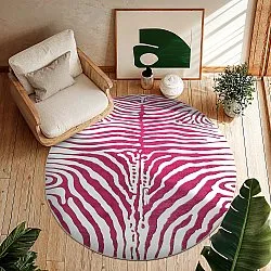 Kulatý koberec - Zebra (růžový)