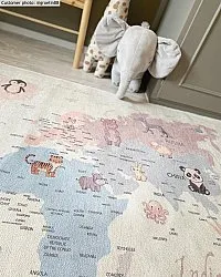 Dětský koberec - Animal Map (beige)