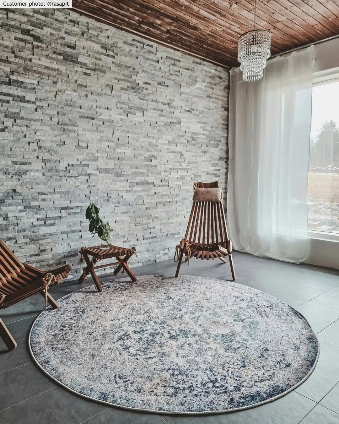 Kulatý koberec - Denizli (modrá)