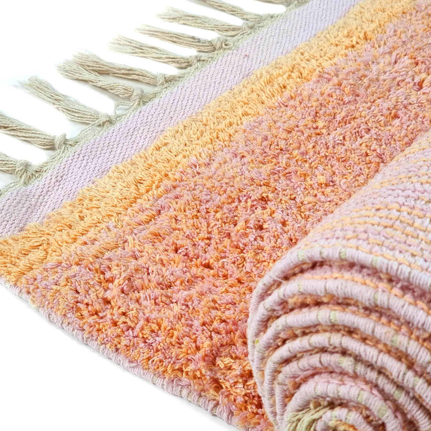 Shaggy koberce - Celina Natural Cotton Shaggy (růžová/béžová)