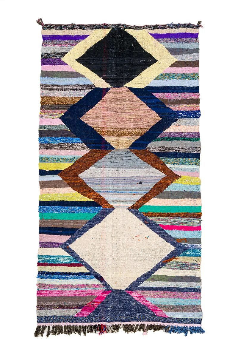 Marocký Berberský koberec Boucherouite 130 x 250 cm