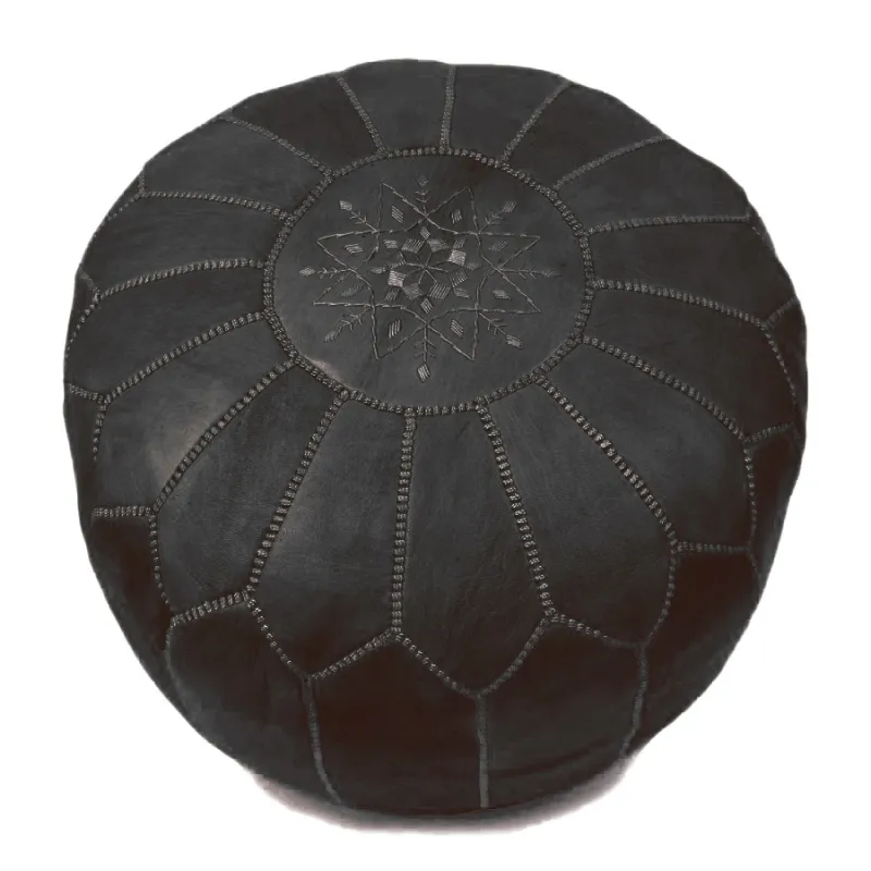 Sedací puf - Marocký kožený puf (černá)