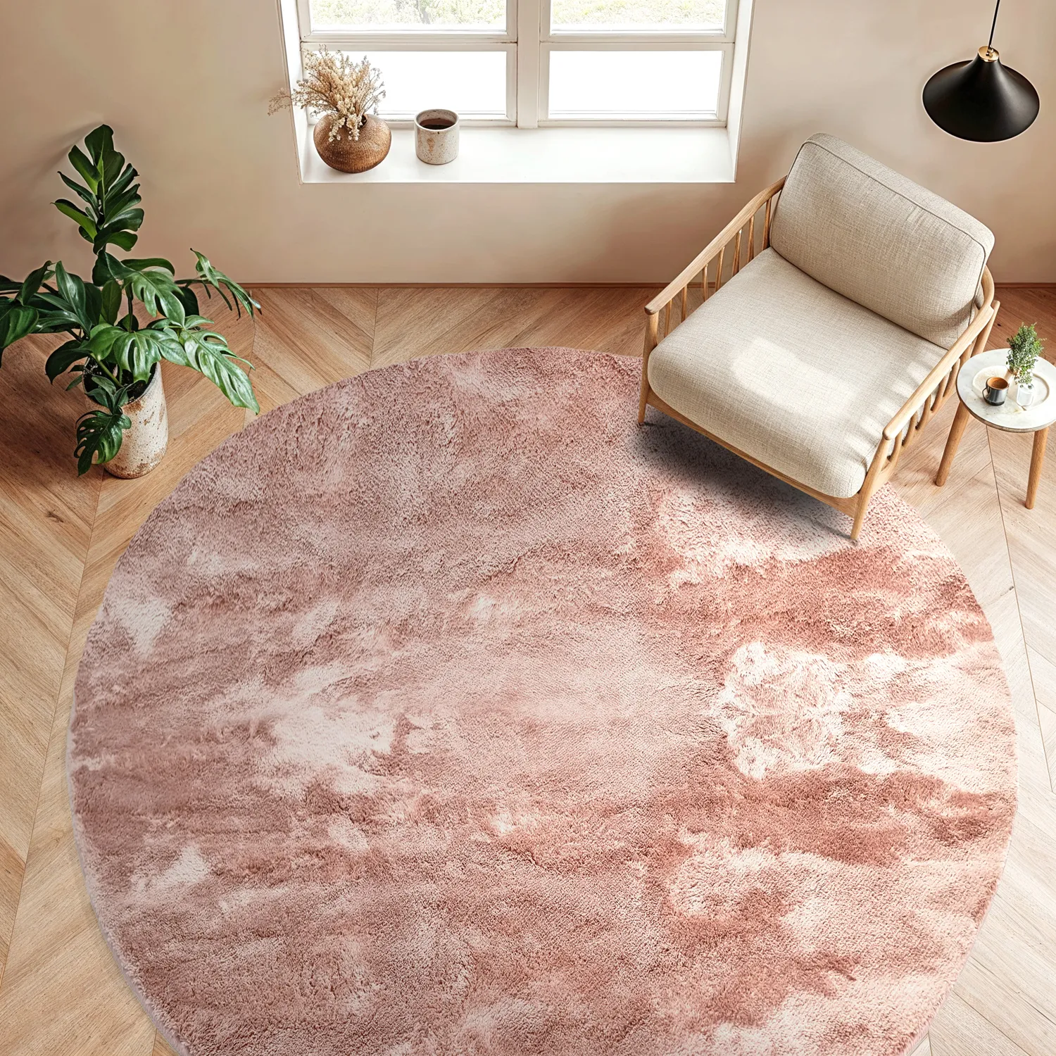 Kulaté koberce - Aranga Super Soft Fur (růžová)