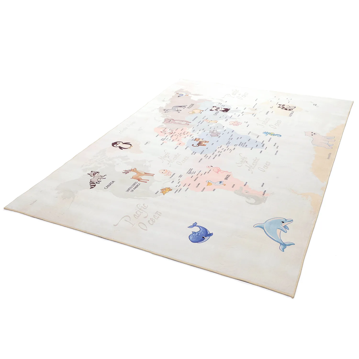 Dětský koberec - Animal Map (beige)