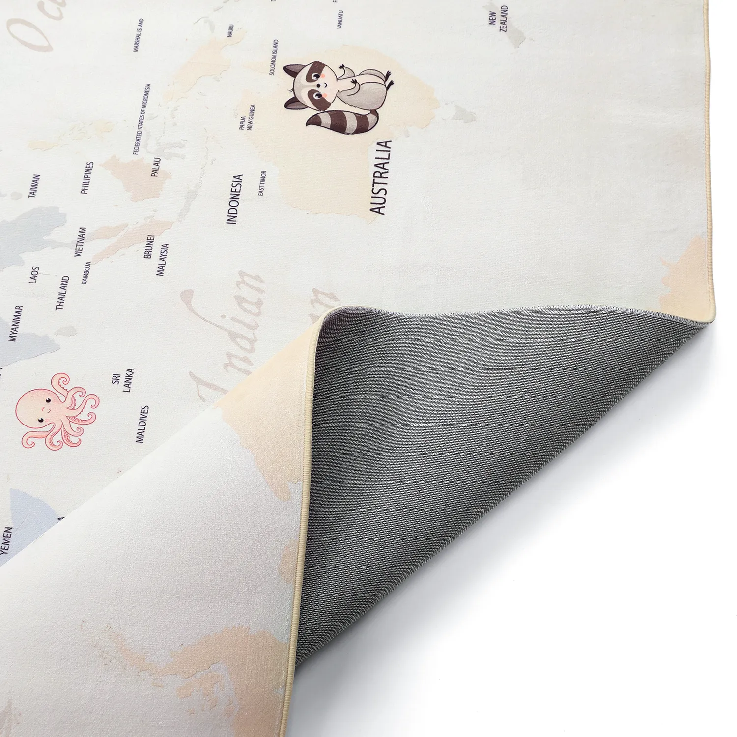 Dětský koberec - Animal Map (beige)
