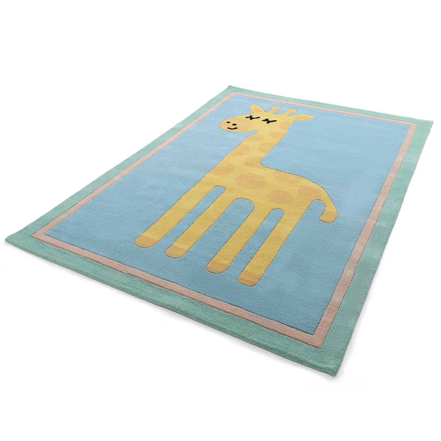 Dětský Koberec - Giraffe Hand Tufted Wool Premium (světle modrá/multi)