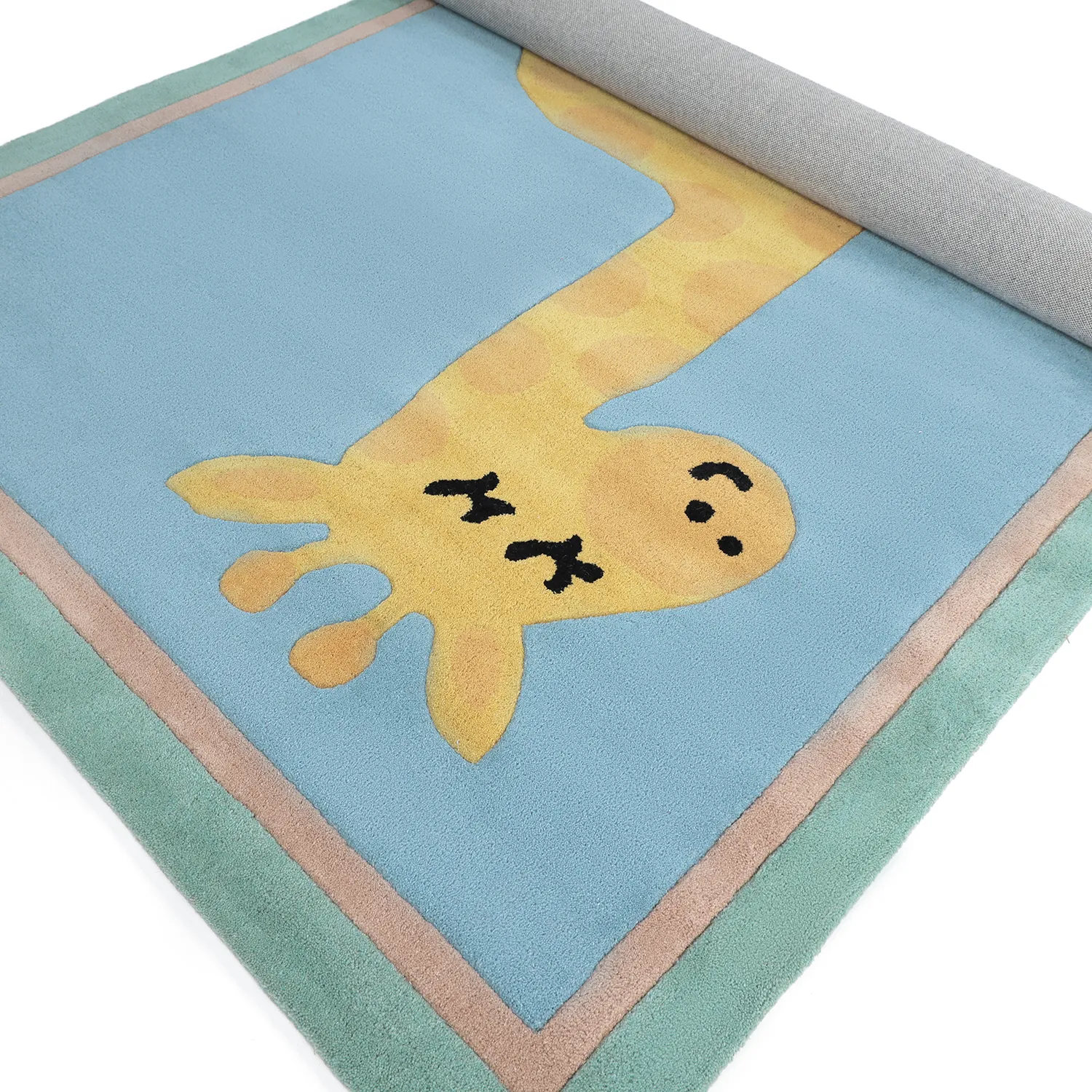 Dětský Koberec - Giraffe Hand Tufted Wool Premium (světle modrá/multi)