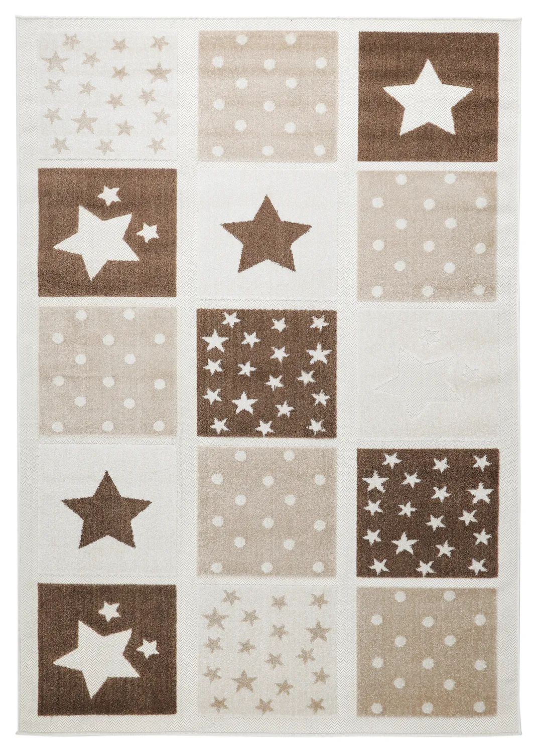 Dětský Koberec - Star Grid (krémová/hnědá)