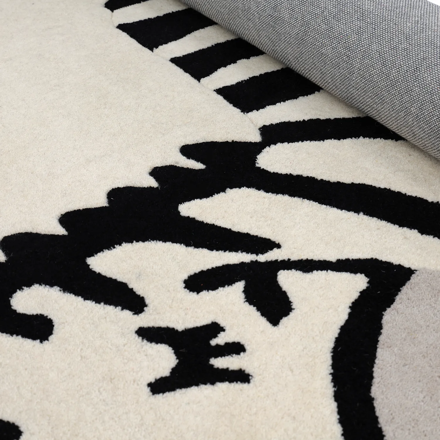 Dětský Koberec - Zebra Hand Tufted Wool Premium (béžová/černá)