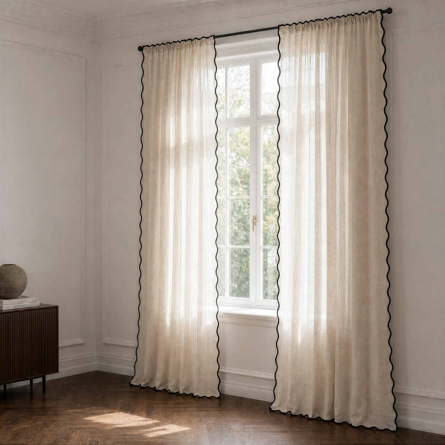 Záclony, balení 2 ks - Bavlněné záclony Yrsa (světle béžová)