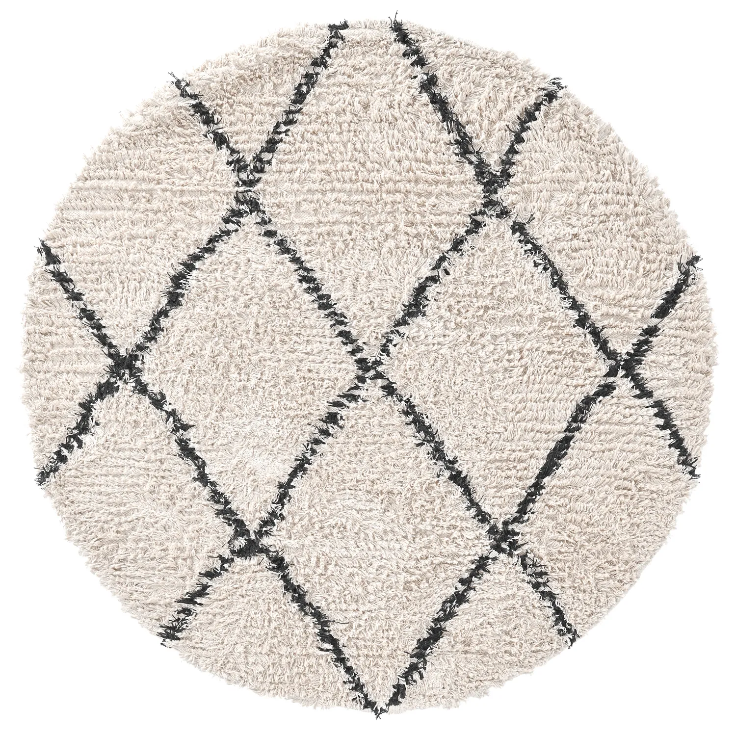 Kulatý koberec - Alcott Natural Cotton Shaggy (černá/bílá)
