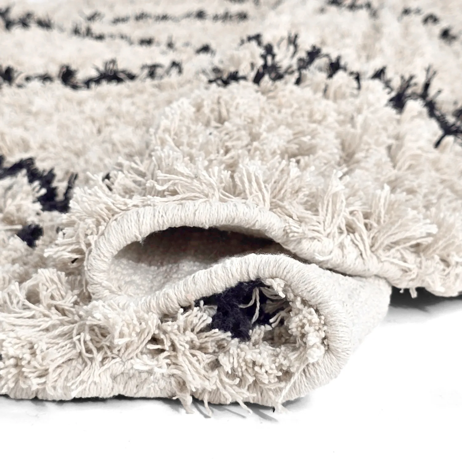 Kulatý koberec - Alcott Natural Cotton Shaggy (černá/bílá)