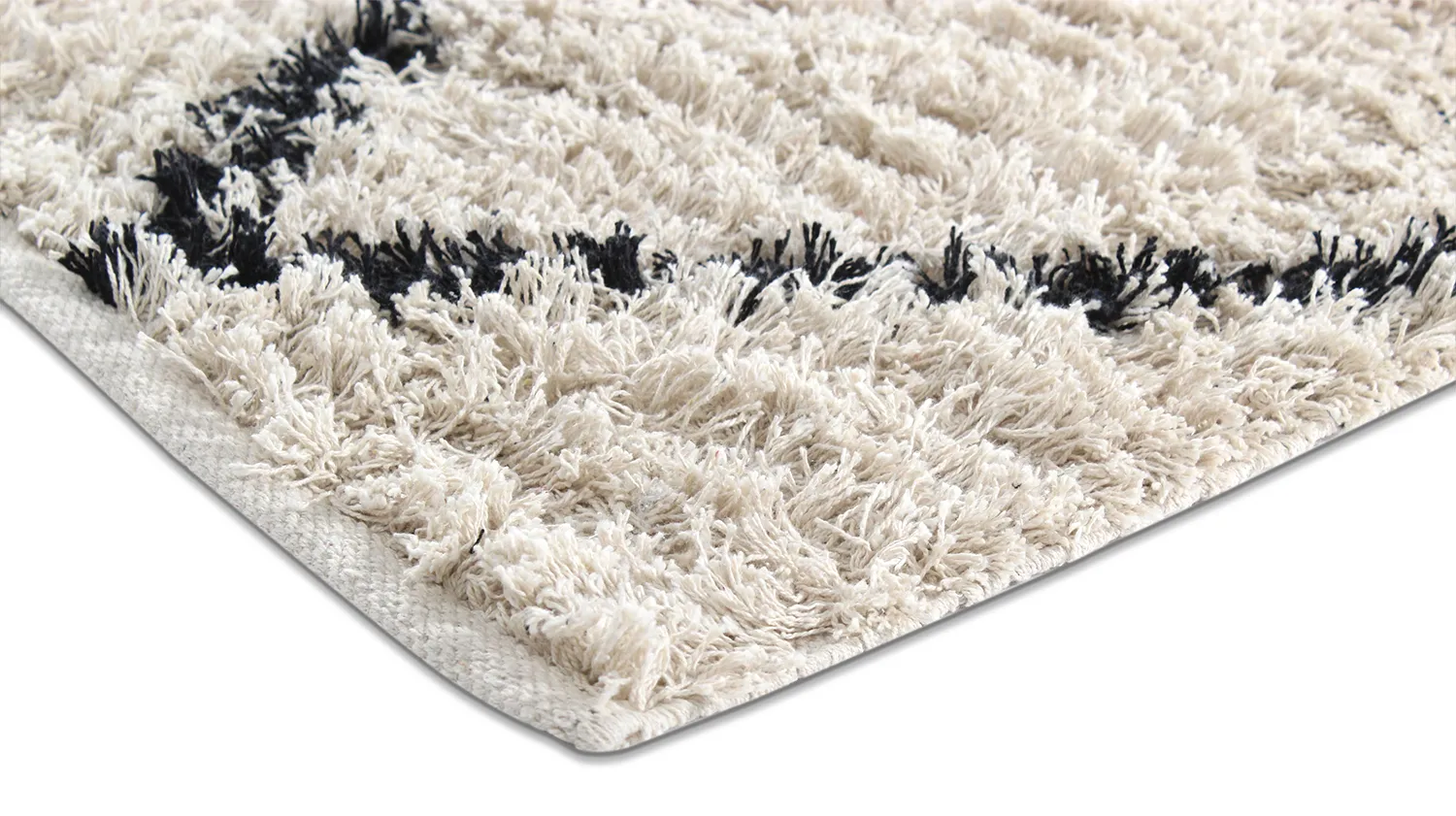 Shaggy koberce - Alcott Natural Cotton Shaggy (černo/bílý)