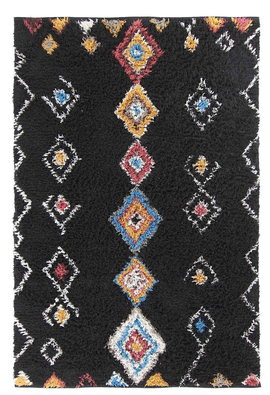 Shaggy koberce - Marden Natural Cotton Shaggy (černý/multi)