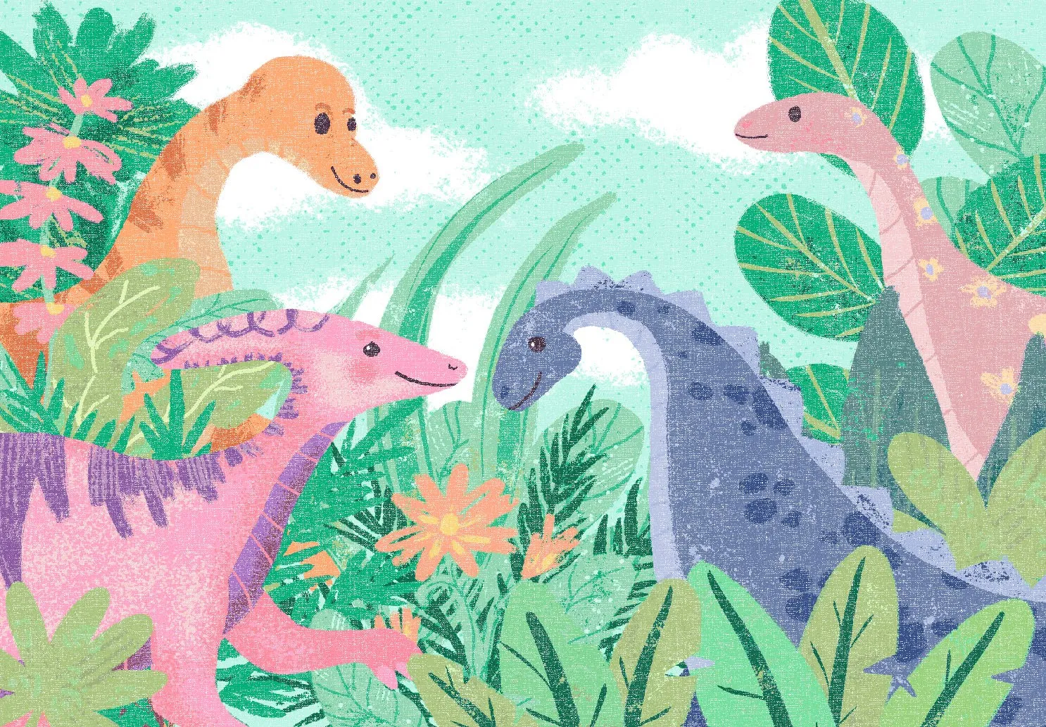 Dětský koberec - Dino Friends (vícebarevná)