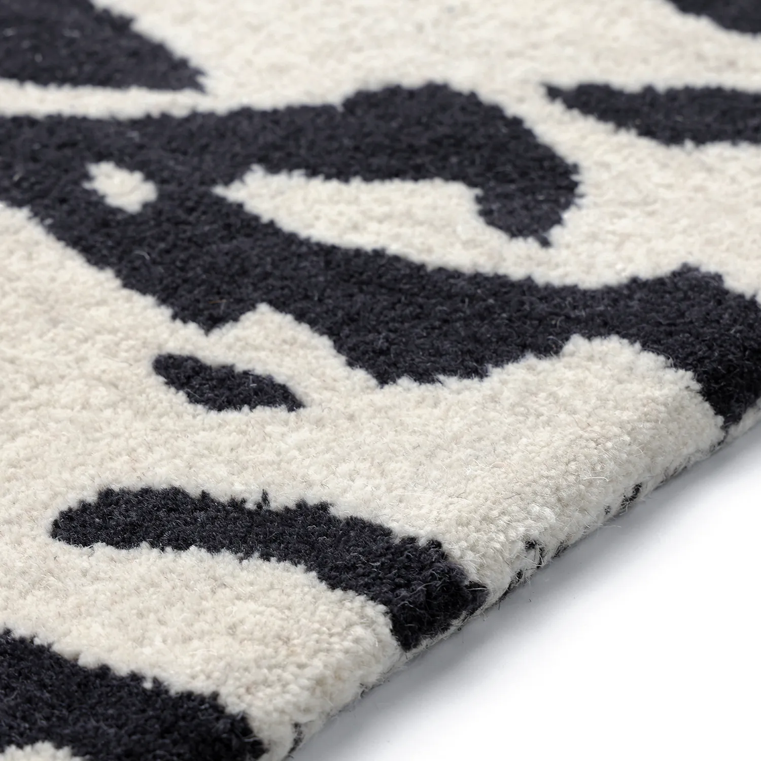 Rohožka - Zebra Tufted Wool Premium (bílá/černá)