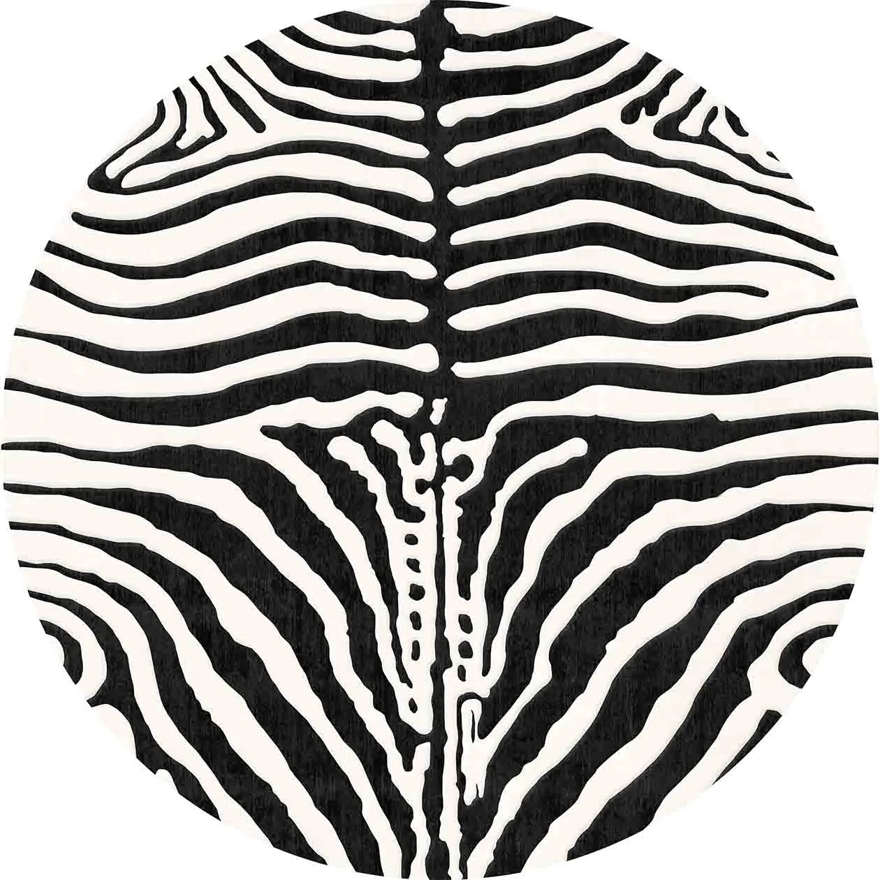 Kulatý koberec - Zebra (černá/bílá)