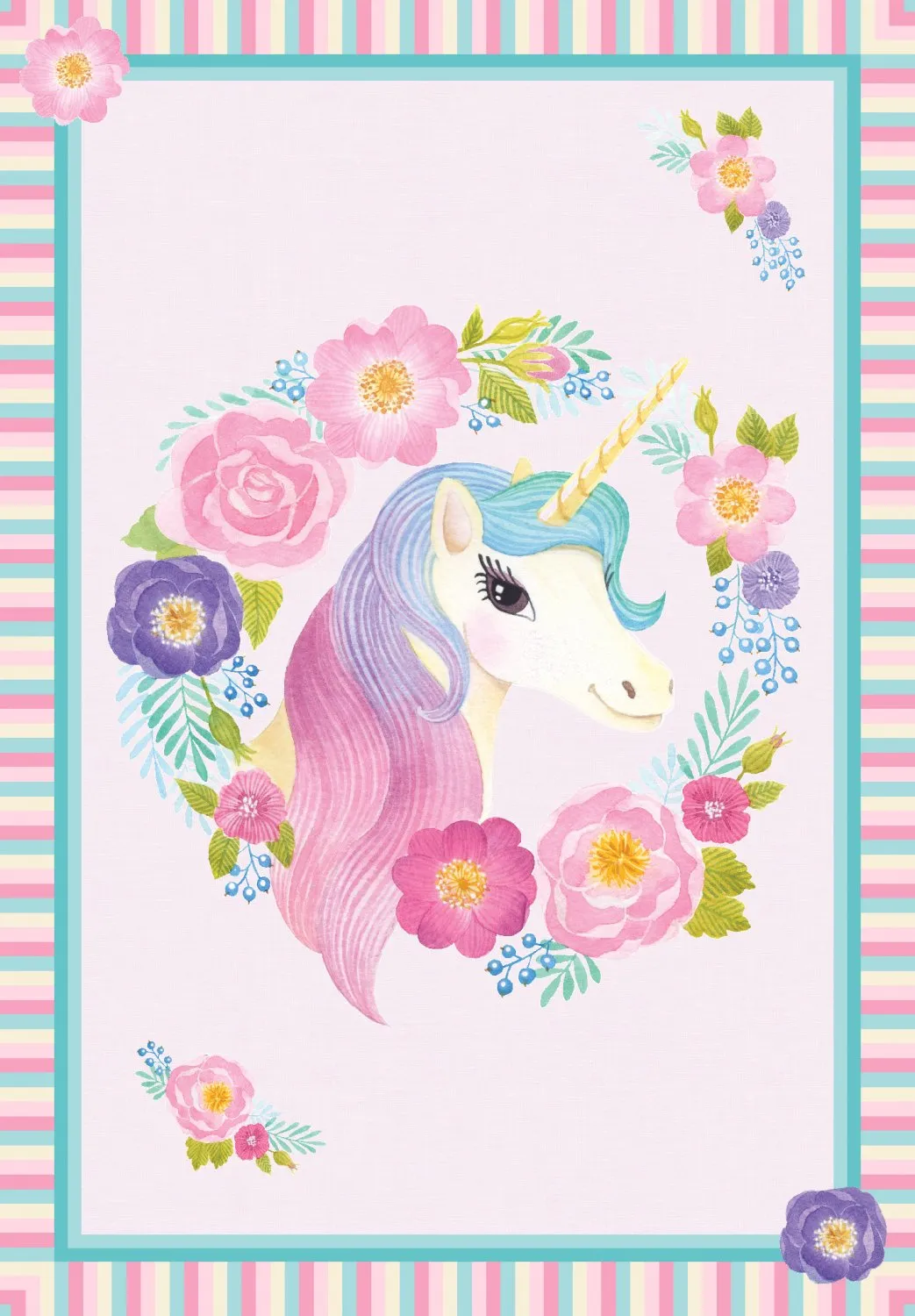 Dětský koberec - Unicorn Flowers (růžová)
