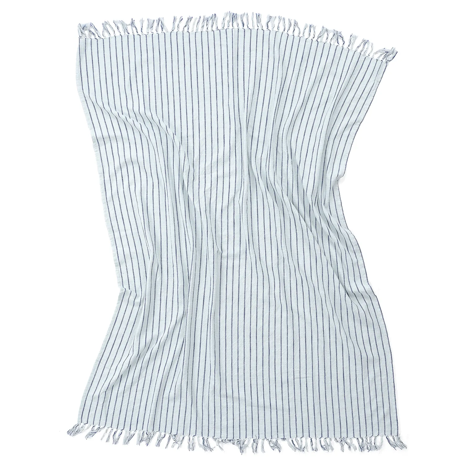Deky - Rumi stripe cotton throw (světle modrá/tmavomodrá/krémová)