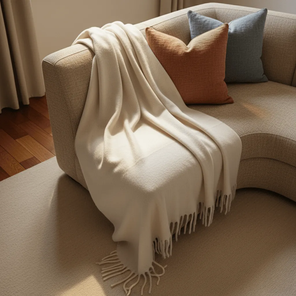 Vlněná směsová deka - Samantha (offwhite)