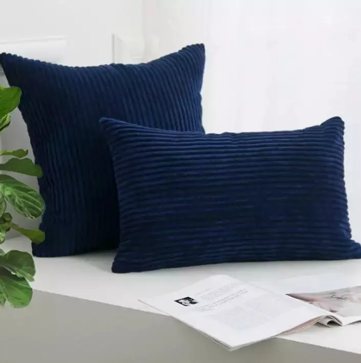 Povlak na polštář - Striped Velvet 50 x 50 cm (Modrá)