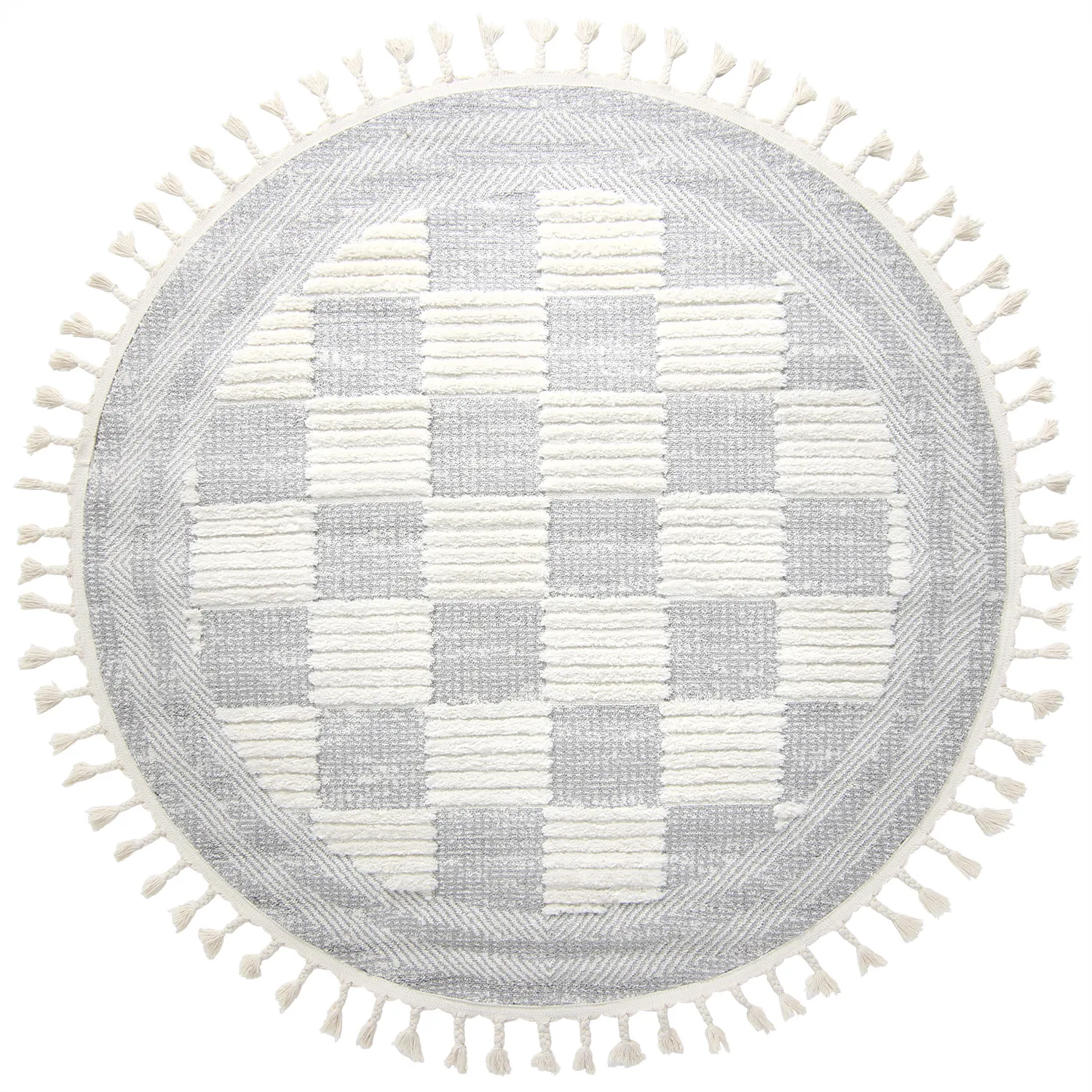 Kulatý koberec - Austin (šedá/offwhite)