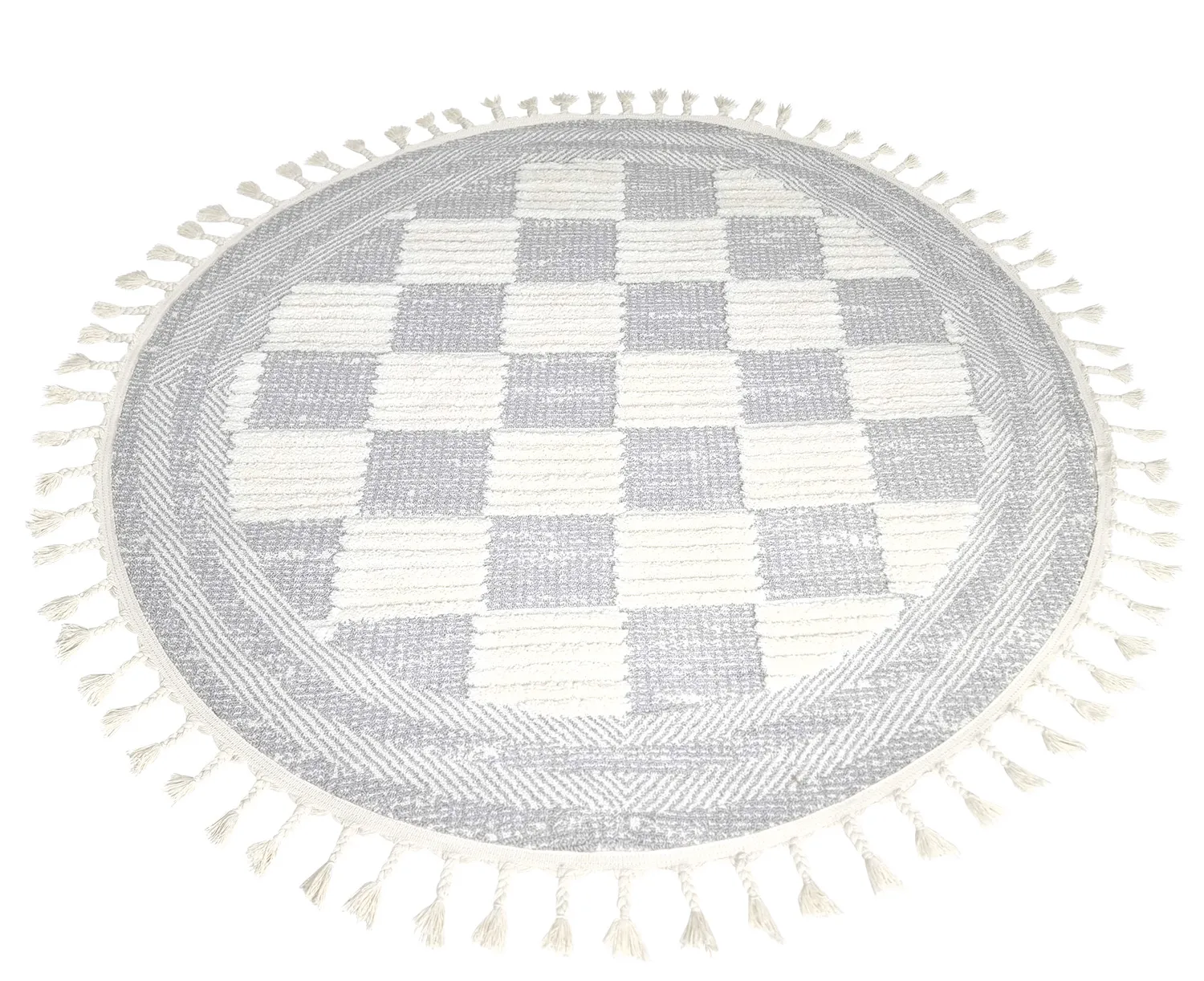Kulatý koberec - Austin (šedá/offwhite)