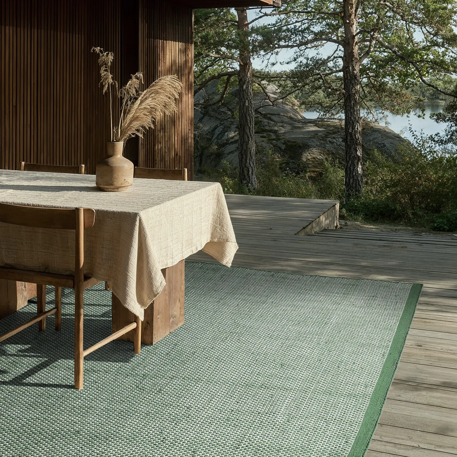 Koberec Indoor/Outdoor - Coastal Wool Look (zelená/bílá)