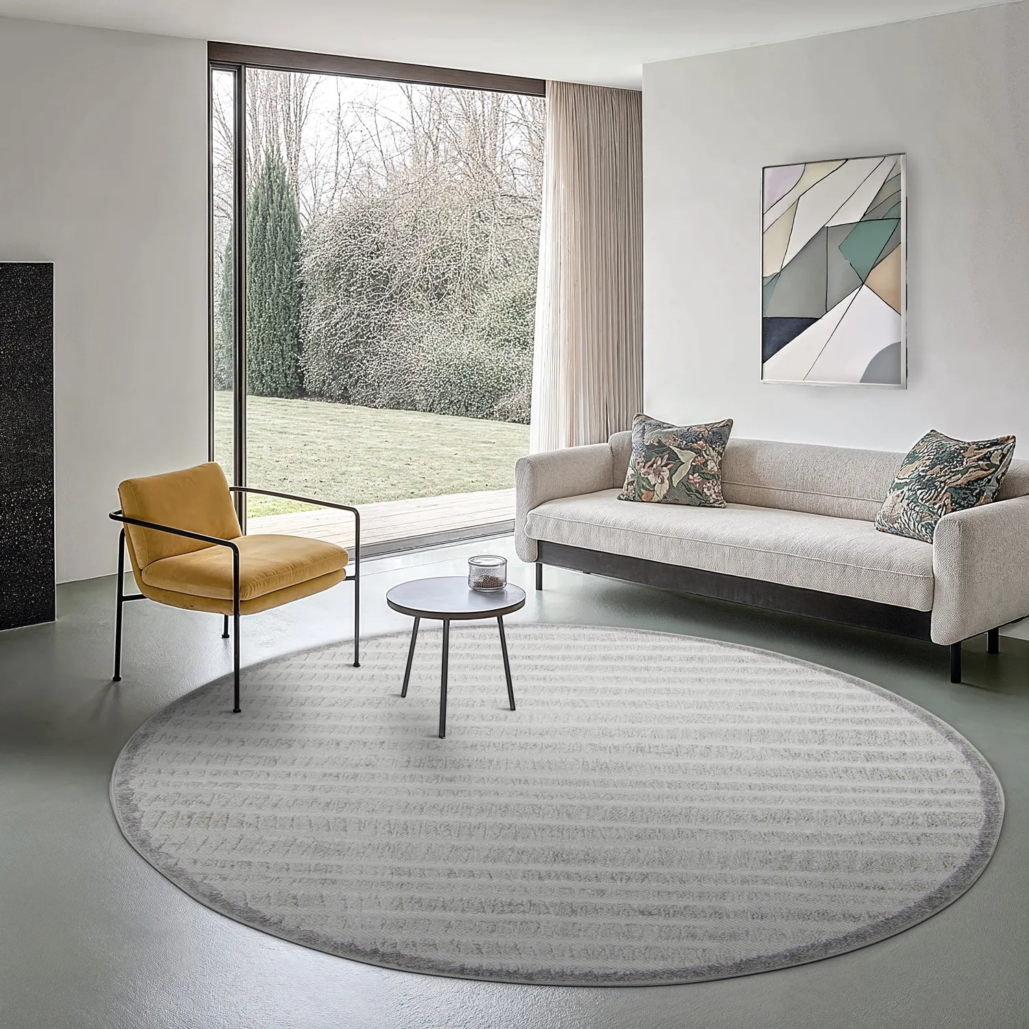 Kulatý koberec - Indoor/Outdoor Kendall (cream/šedá)