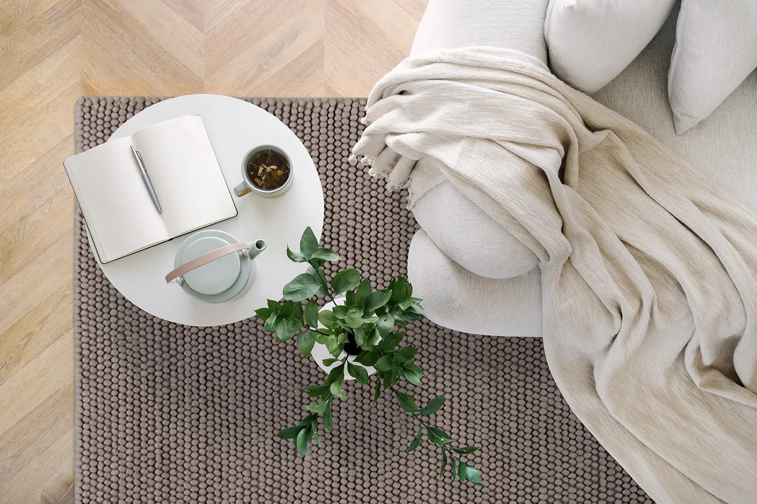 Vlněný koberec - Avafors Wool Bubble (hnědá)