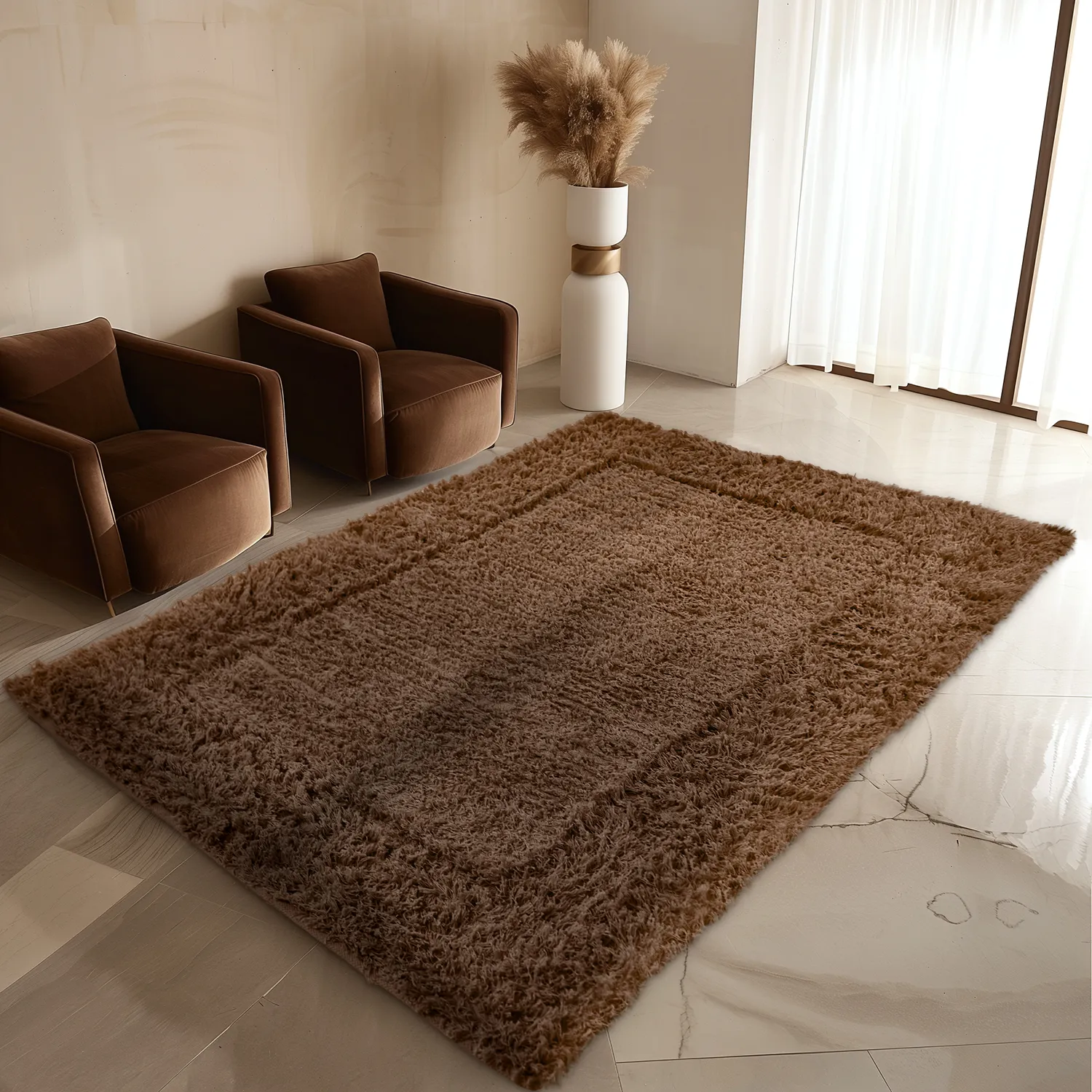 Shaggy koberce - Aline Natural Cotton Shaggy (hnědá)