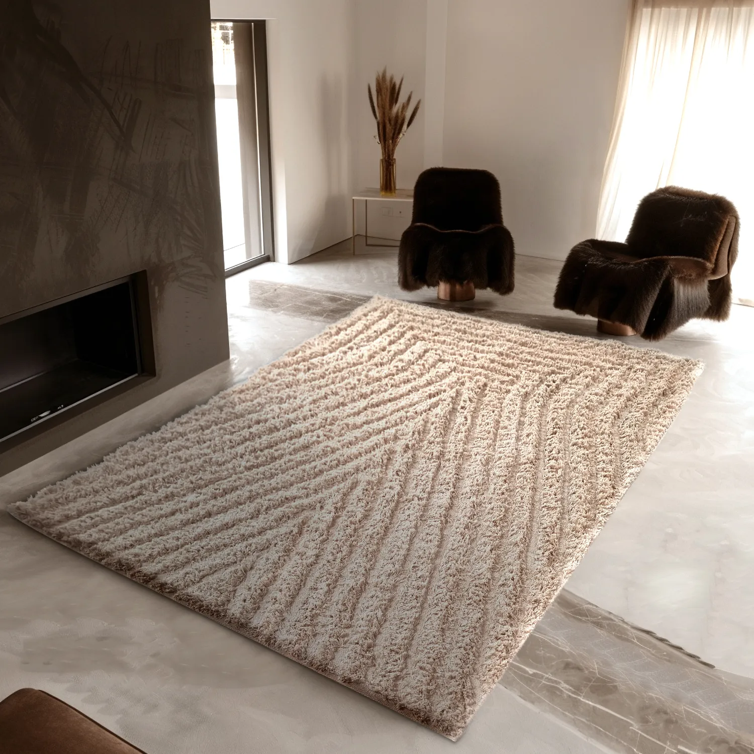 Shaggy koberce - Indra Natural Cotton Shaggy (béžová)