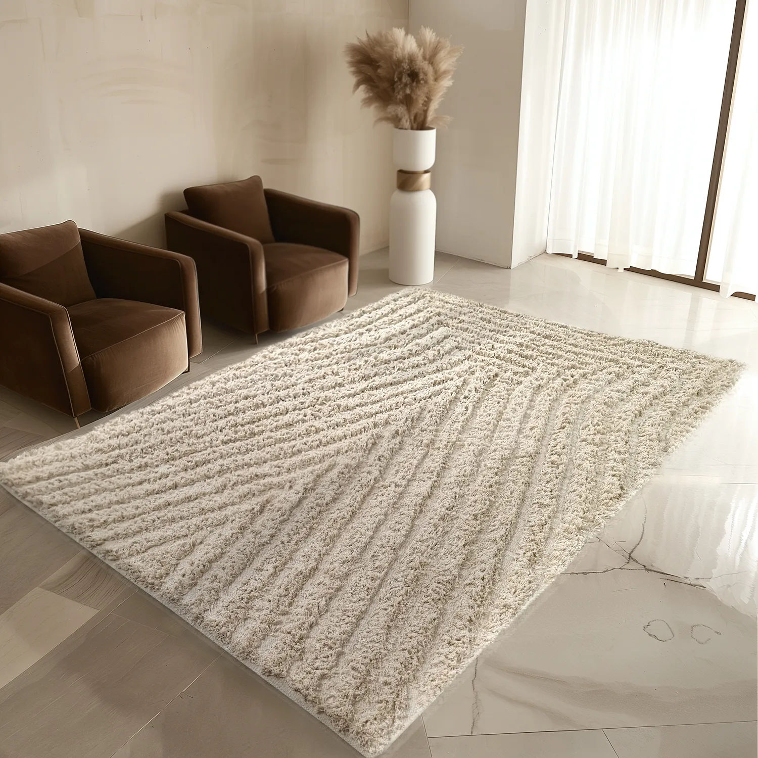 Shaggy koberce - Kendra Natural Cotton Shaggy (přírodní)