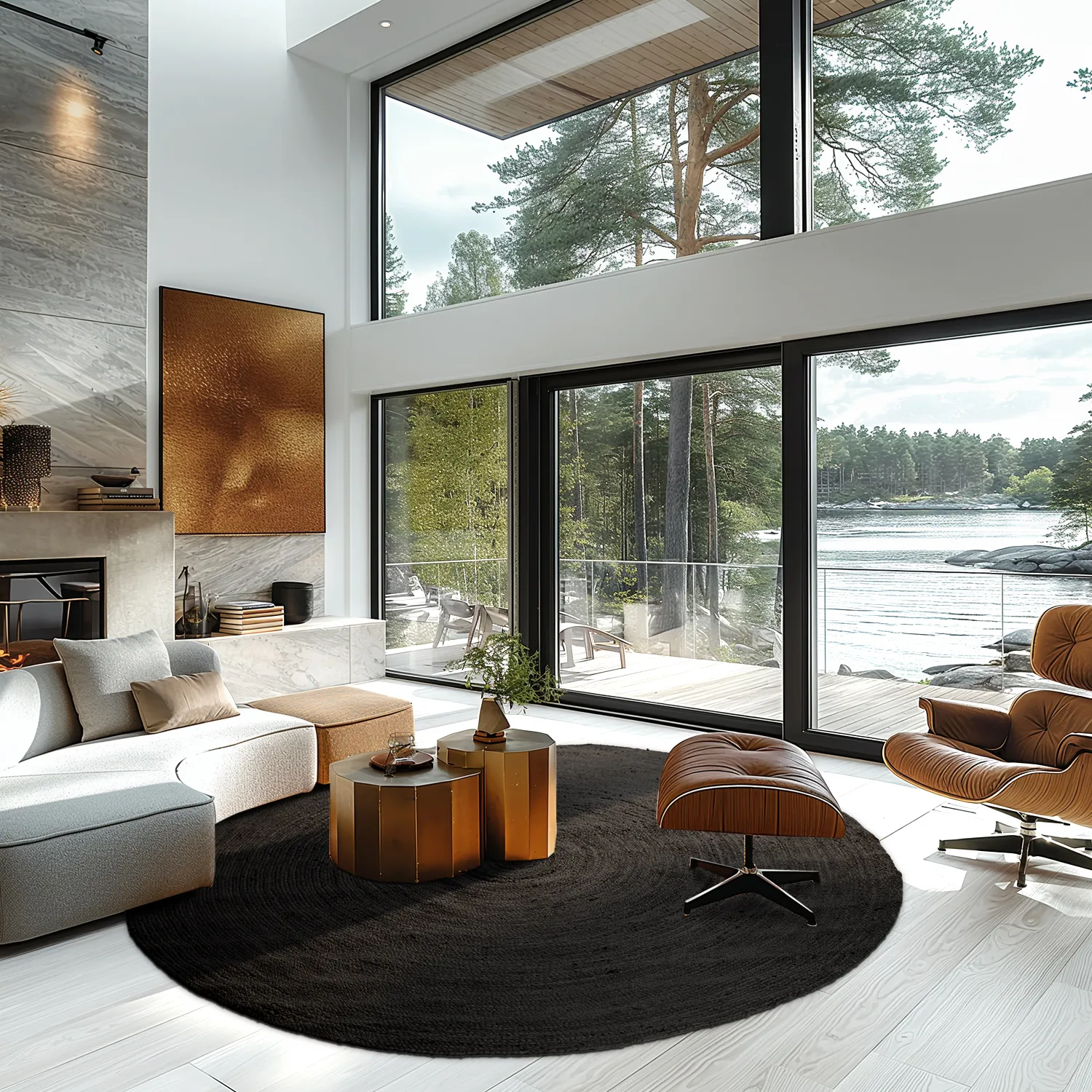 Kulatý jutový koberec - Amasia (černý)