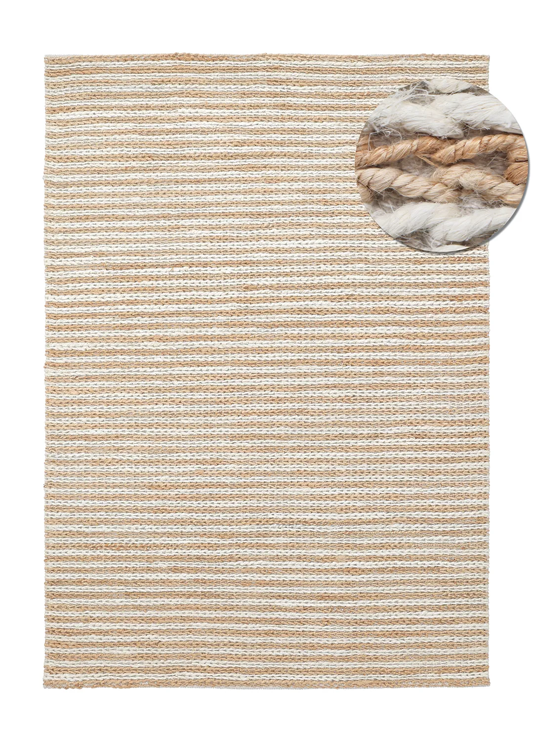 Jutový koberec - Howrah Braided Jute (příroda/bílá)