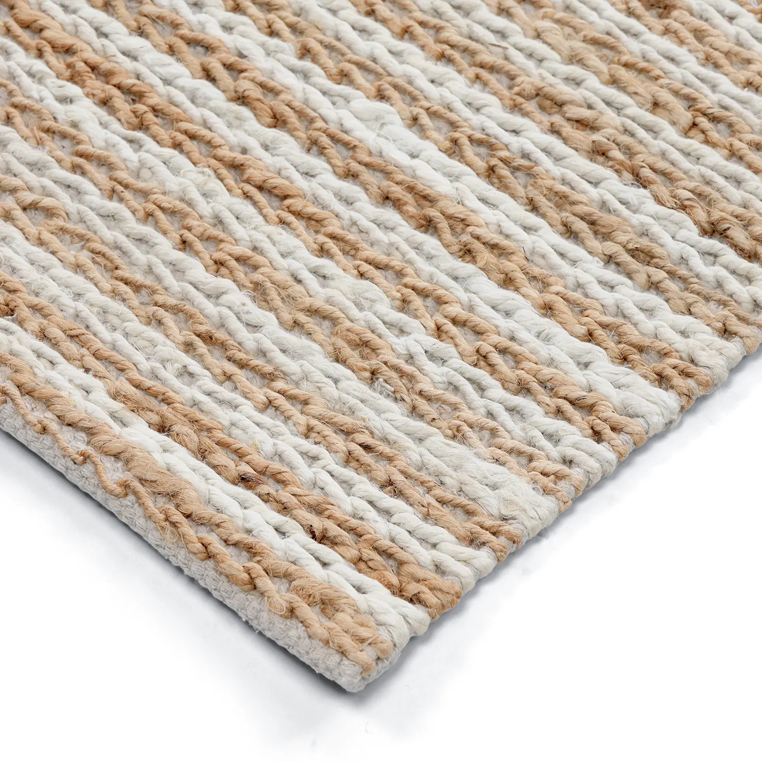 Jutový koberec - Howrah Braided Jute (příroda/bílá)