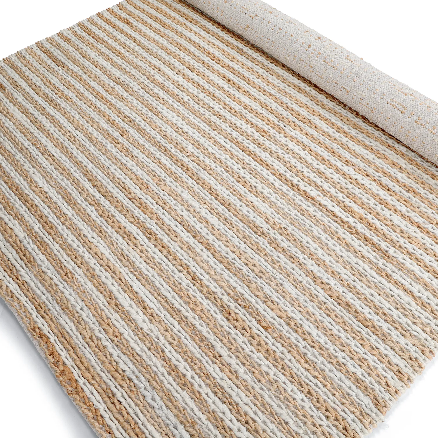 Jutový koberec - Howrah Braided Jute (příroda/bílá)