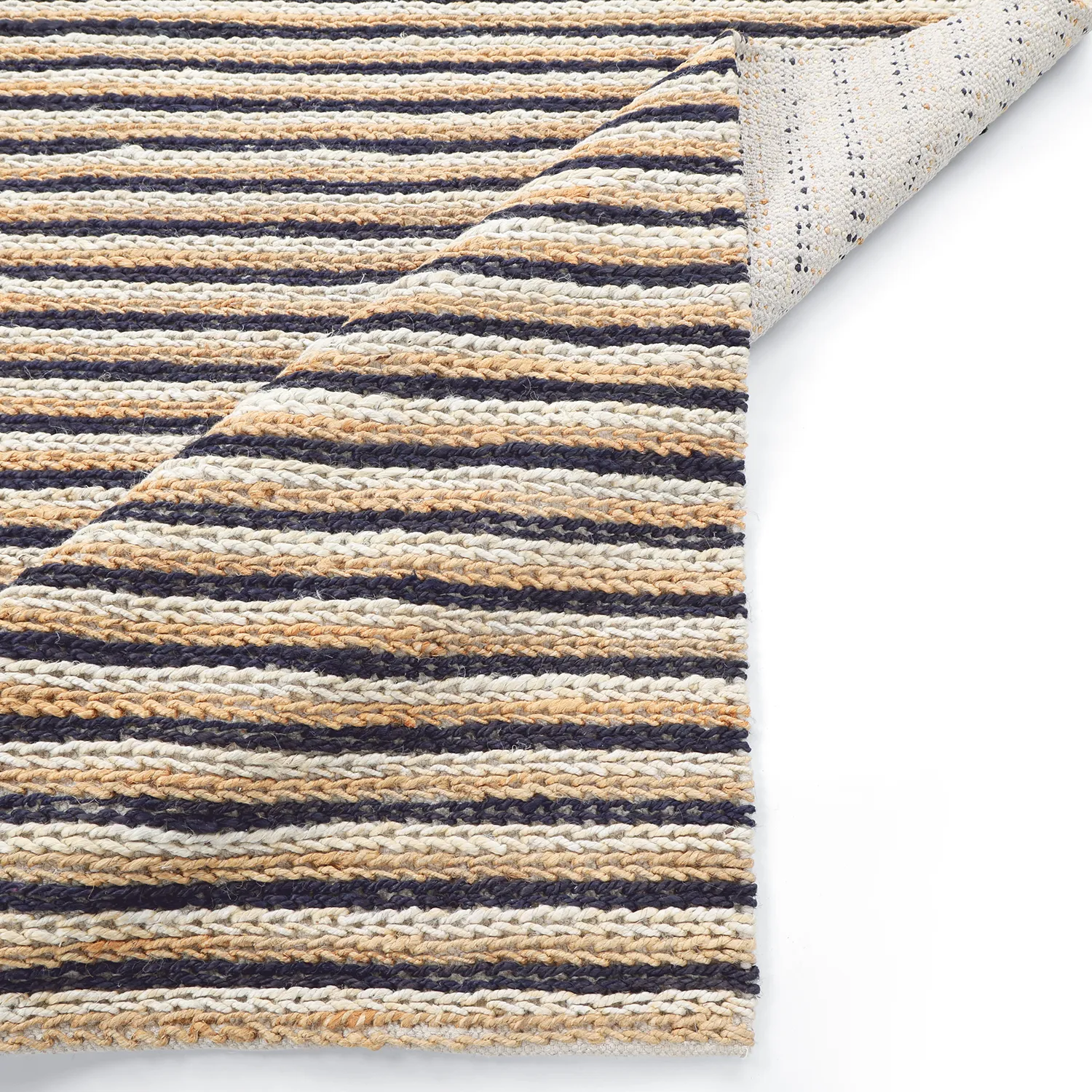 Jutový koberec - Howrah Braided Jute (přírodní/bílá/černá)