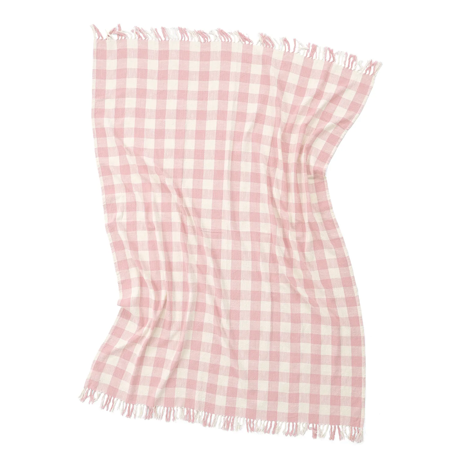 Deky - Isela check cotton throw (krémová/růžová)