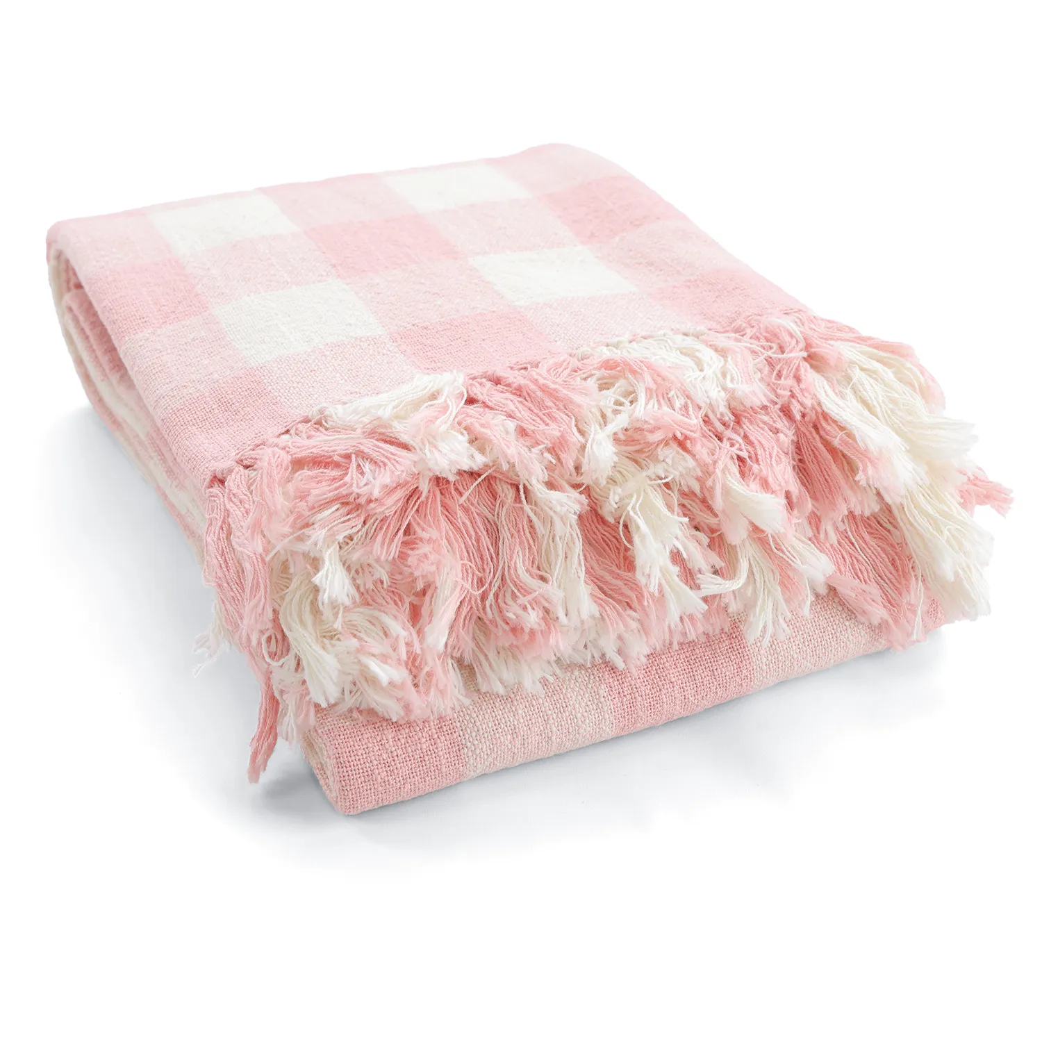 Deky - Isela check cotton throw (krémová/růžová)