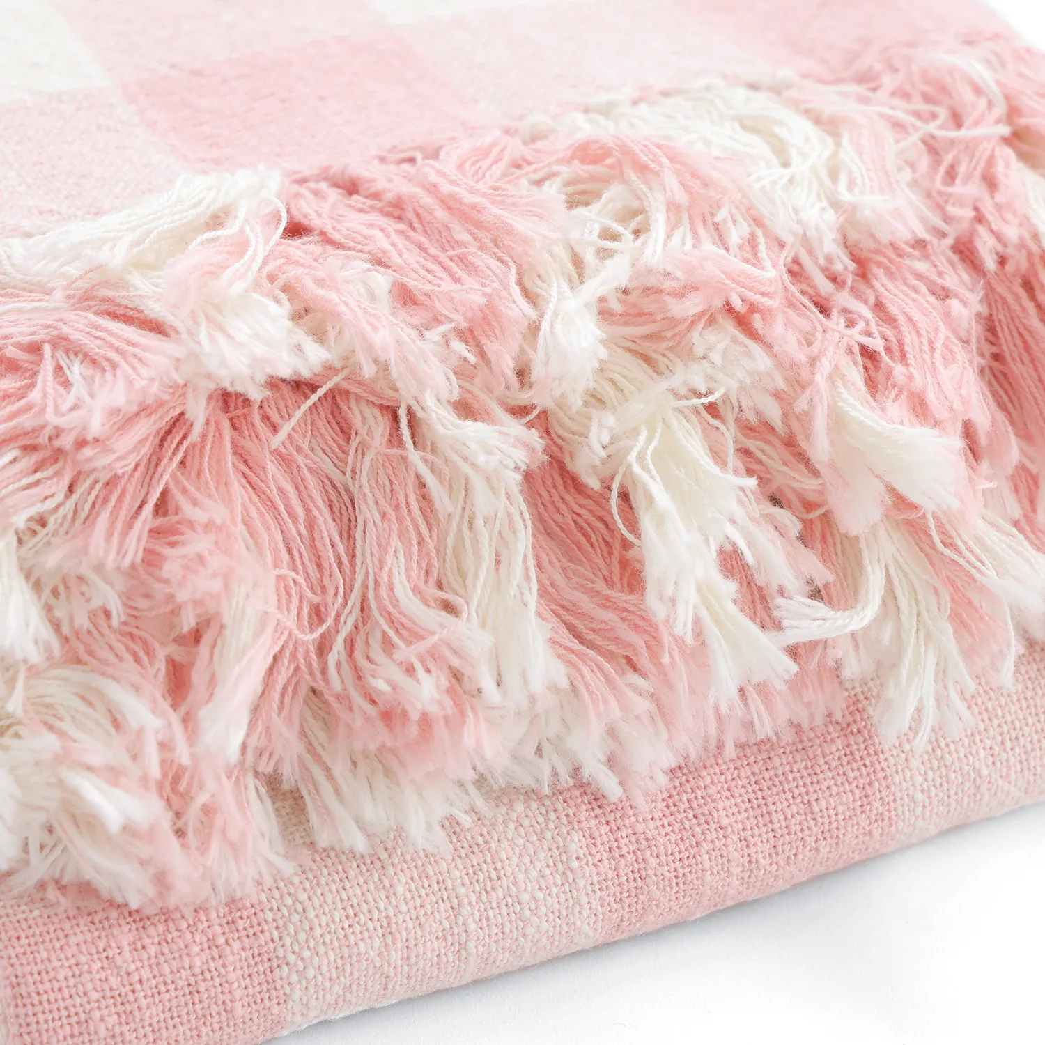 Deky - Isela check cotton throw (krémová/růžová)