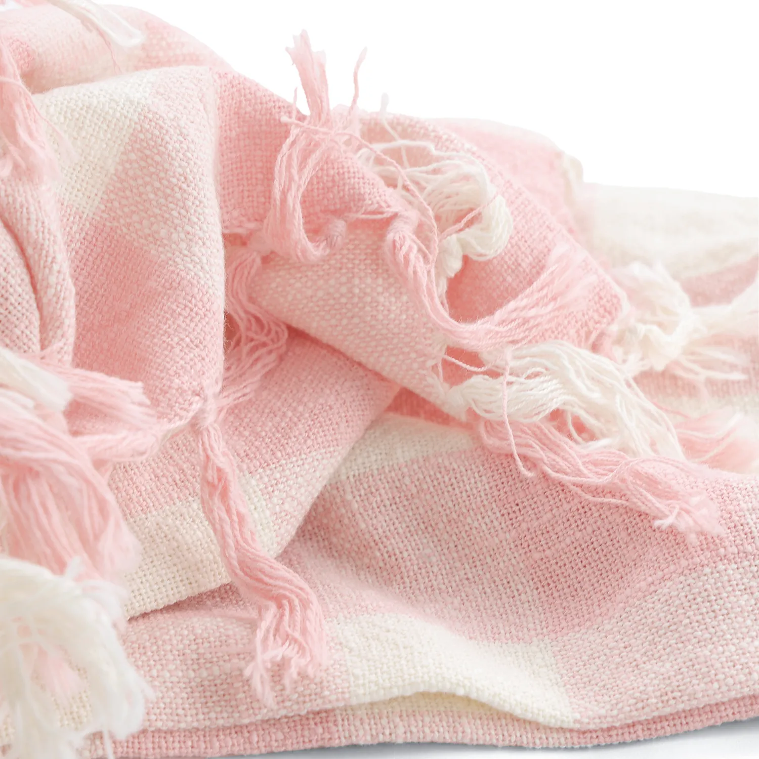 Deky - Isela check cotton throw (krémová/růžová)
