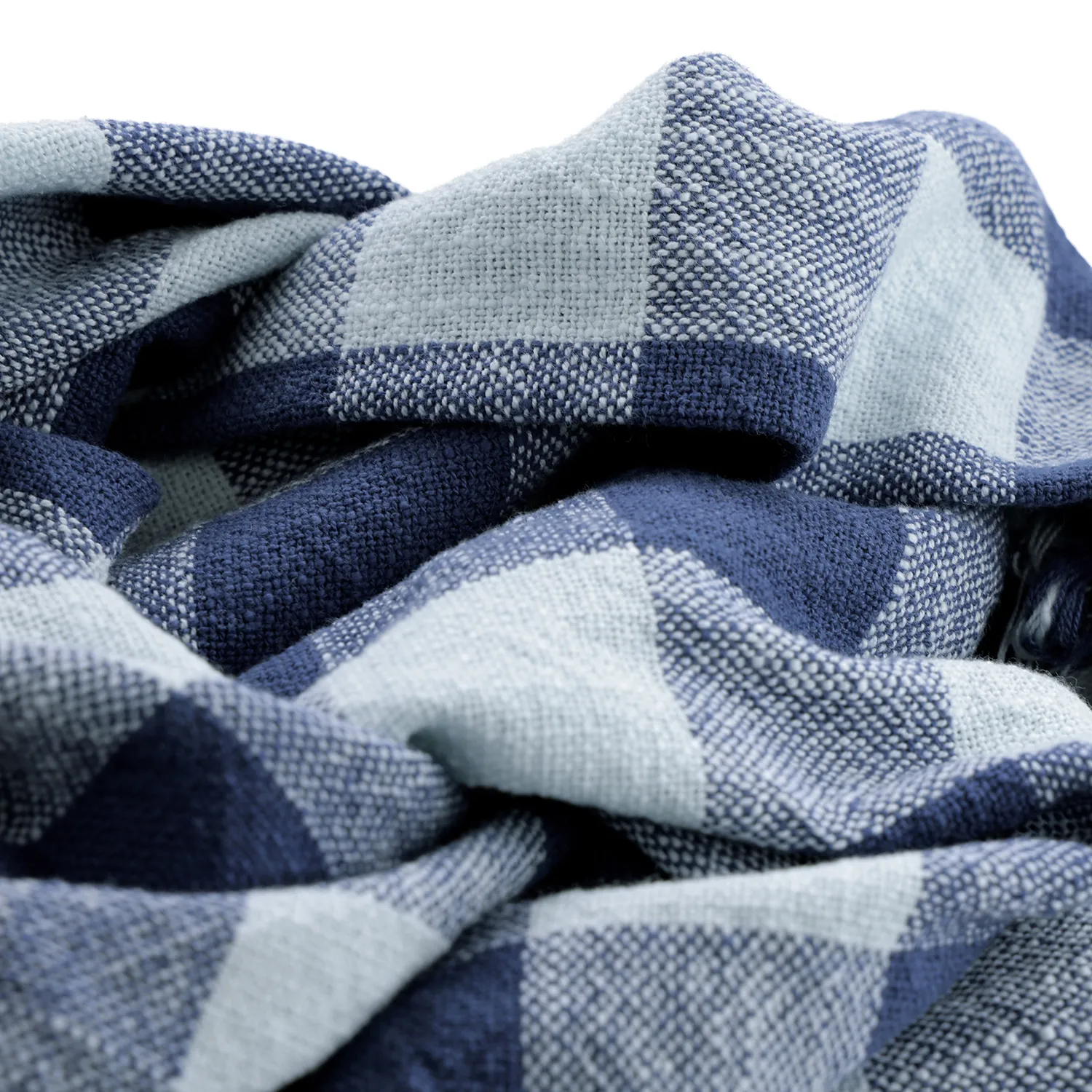 Deky - Isela check cotton throw (tmavě modrá/světle modrá)