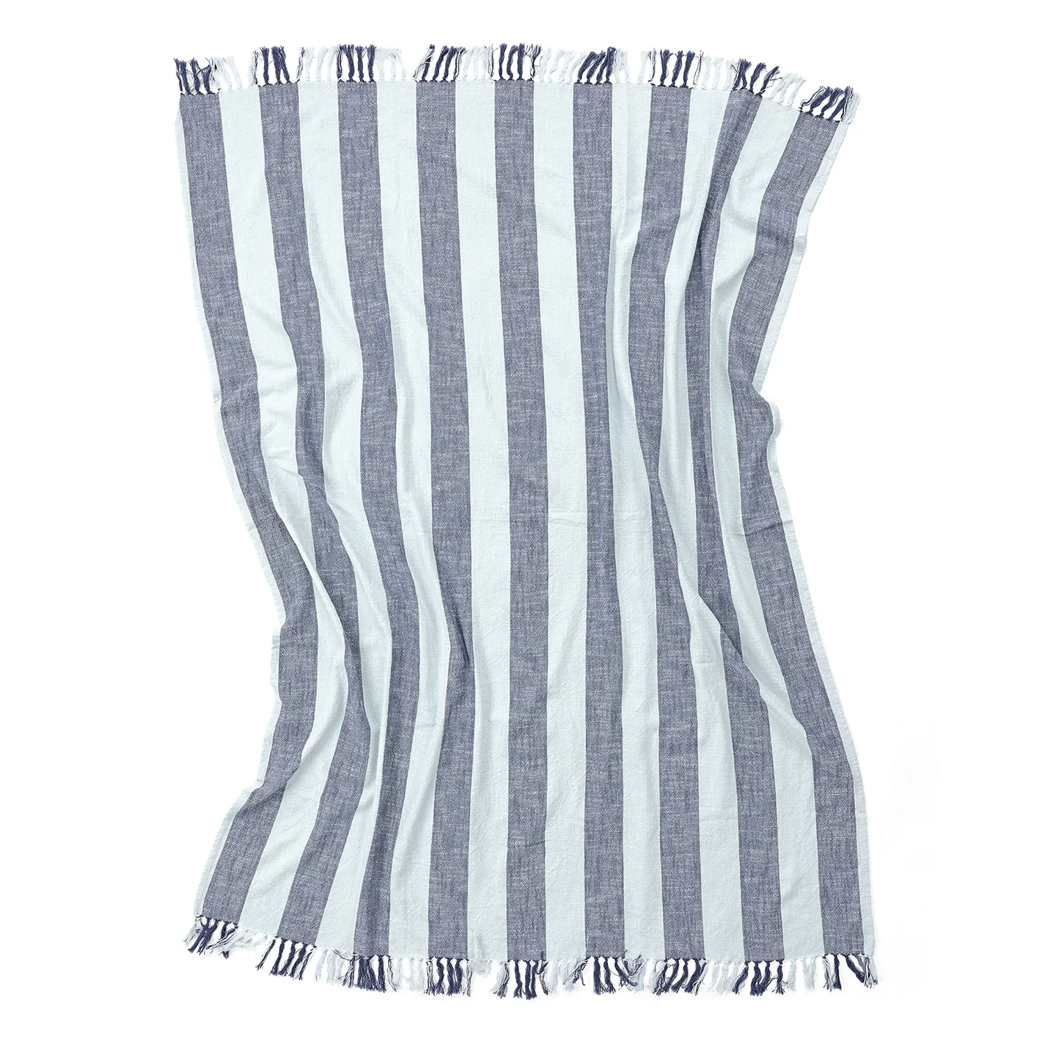 Deky - Kora stripe cotton throw (tmavě modrá/světle modrá)