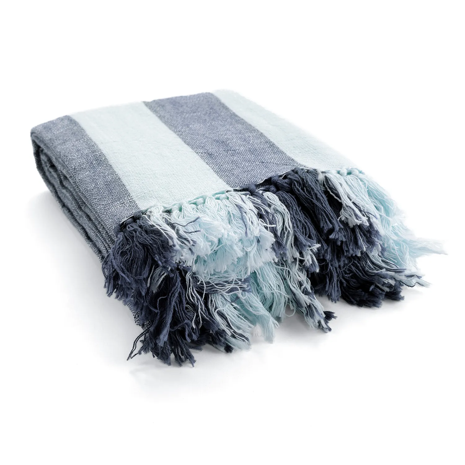 Deky - Kora stripe cotton throw (tmavě modrá/světle modrá)