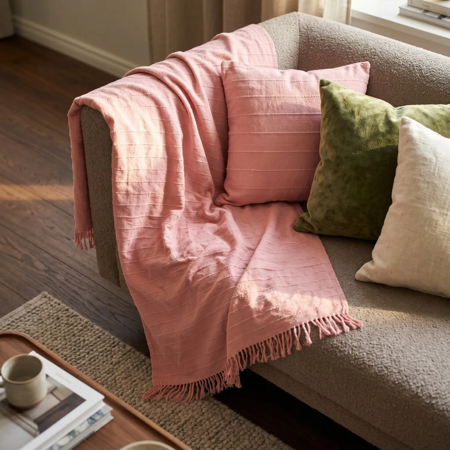 Deky - Nalani cotton throw (růžový)