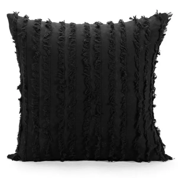 Povlak na polštář - Boho Linen 45 x 45 cm (Černá)
